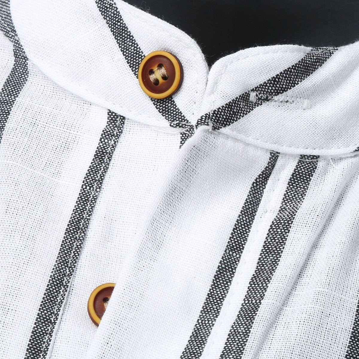 Men's Striped Henley Shirt Cotton Blend Short Sleeve Mandarin Collar Casual Summer Top — Image 9