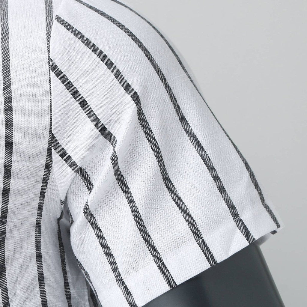 Men's Striped Henley Shirt Cotton Blend Short Sleeve Mandarin Collar Casual Summer Top — Image 8