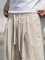 Men's Casual Linen Pants Beige Breathable Relaxed Fit — Image 4