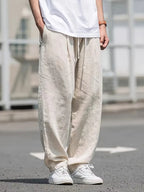Men's Casual Linen Pants Beige Breathable Relaxed Fit — Main Image