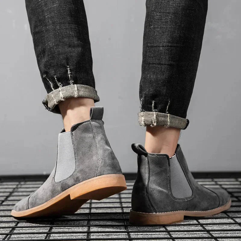 Men's Suede Chelsea Boots Slip-On Ankle Boots Elastic Side Panels — Image 7