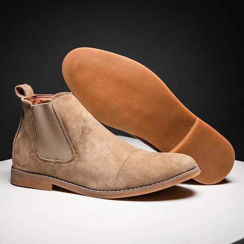 Men's Suede Chelsea Boots Slip-On Ankle Boots Elastic Side Panels — Image 2