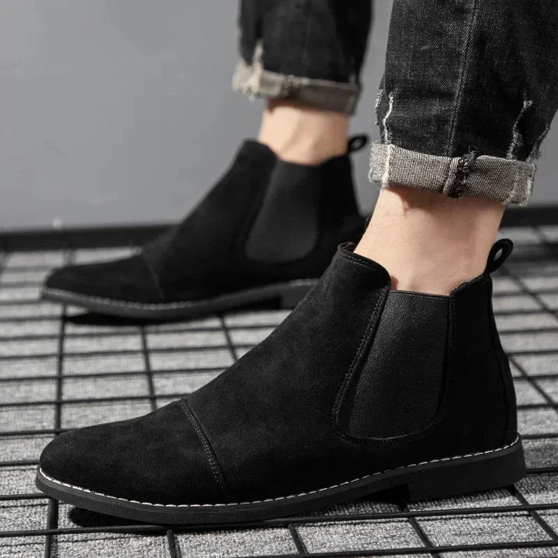 Men's Suede Chelsea Boots Slip-On Ankle Boots Elastic Side Panels — Image 6