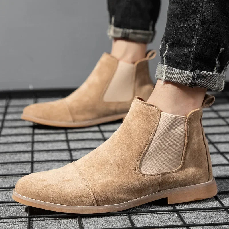 Men's Suede Chelsea Boots Slip-On Ankle Boots Elastic Side Panels — Image 5