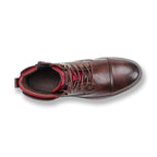 Men's Brown Leather Ankle Boots with Red Accents and Sturdy Sole — Image 7