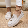 Brand Women's Suede Loafers Slip-On Moccasins Comfortable Lightweight Tassel Detail Casual Shoes — Main Image