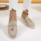 Brand Women's Suede Loafers Slip-On Moccasins Comfortable Lightweight Tassel Detail Casual Shoes — Image 9