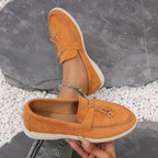 Brand Women's Suede Loafers Slip-On Moccasins Comfortable Lightweight Tassel Detail Casual Shoes — Image 11
