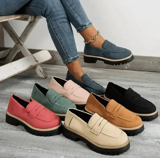 Women's Suede Loafers - Casual Slip-On Shoes with Chunky Sole - Multiple Colors — Image 8