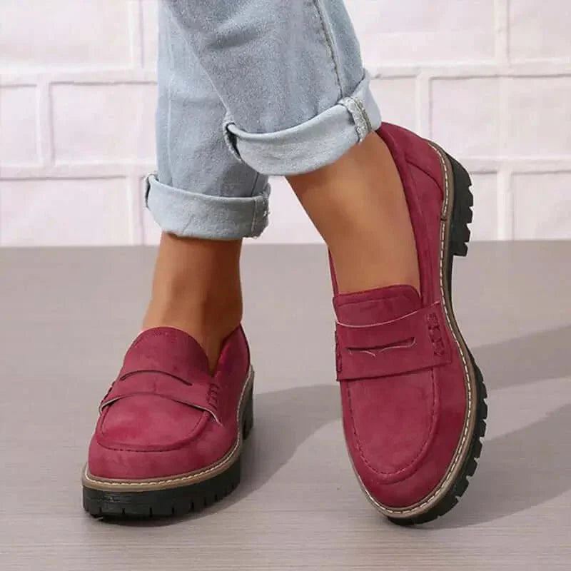 Women's Suede Loafers - Casual Slip-On Shoes with Chunky Sole - Multiple Colors — Image 6