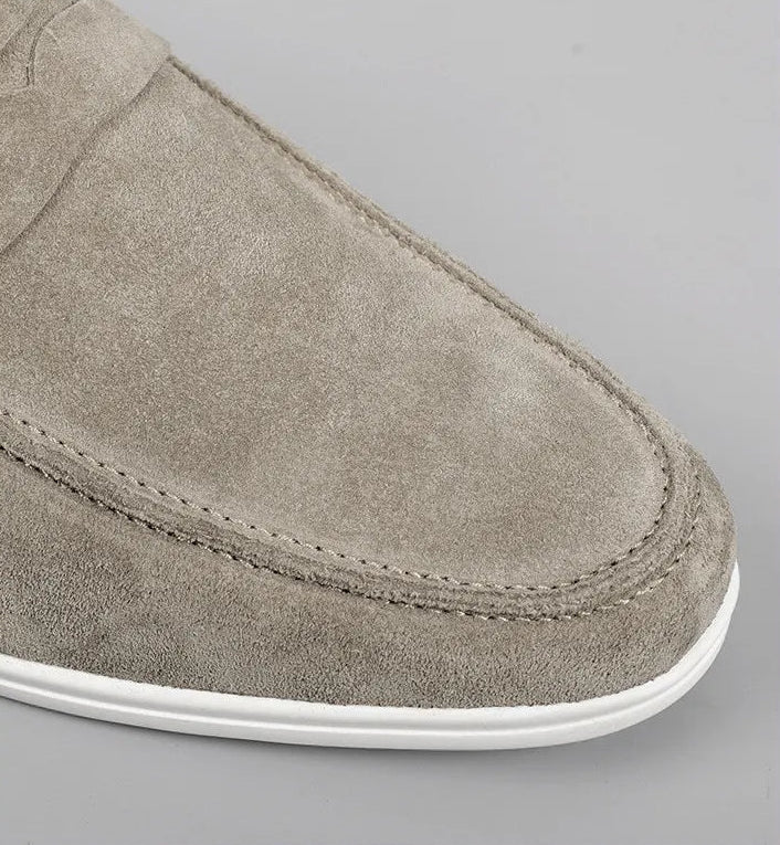 Men's Suede Loafers Slip-On Dress Shoes Comfortable Cushioned Insole Durable Sole Gray — Image 7
