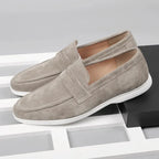 Men's Suede Loafers Slip-On Dress Shoes Comfortable Cushioned Insole Durable Sole Gray — Image 3