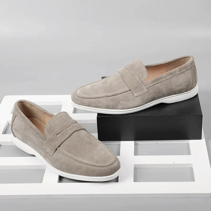 Men's Suede Loafers Slip-On Dress Shoes Comfortable Cushioned Insole Durable Sole Gray — Image 5