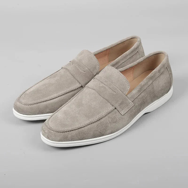 Men's Suede Loafers Slip-On Dress Shoes Comfortable Cushioned Insole Durable Sole Gray — Image 2