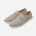 Men's Suede Loafers Slip-On Dress Shoes Comfortable Cushioned Insole Durable Sole Gray — Main Image