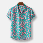 Flamingo Print Hawaiian Shirt Men's Short Sleeve Casual Button-Down Lightweight Beachwear — Main Image