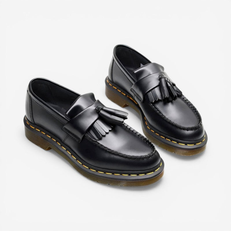 Brand Men's Tassel Loafers Black Leather Slip-On Dress Shoes Cushioned Sole — Main Image