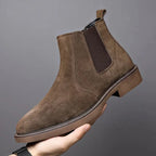 Men's Suede Chelsea Boots Brown Leather Slip-On Ankle Boots — Image 6