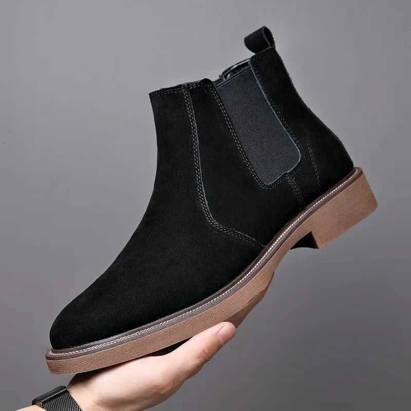 Men's Suede Chelsea Boots Brown Leather Slip-On Ankle Boots — Image 5
