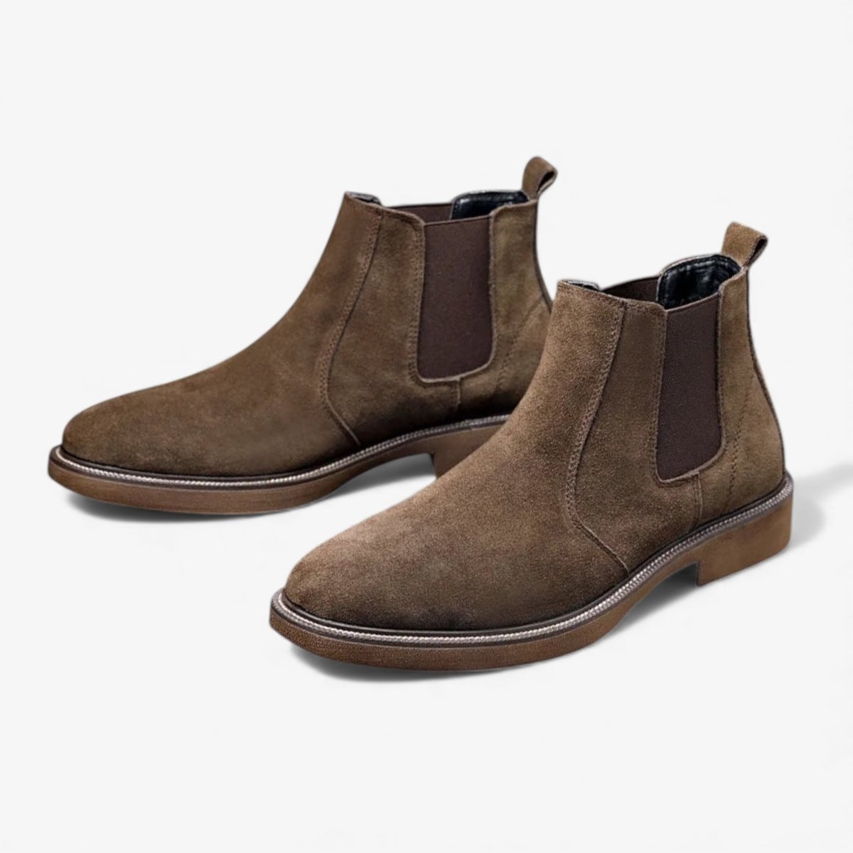 Men's Suede Chelsea Boots Brown Leather Slip-On Ankle Boots — Main Image