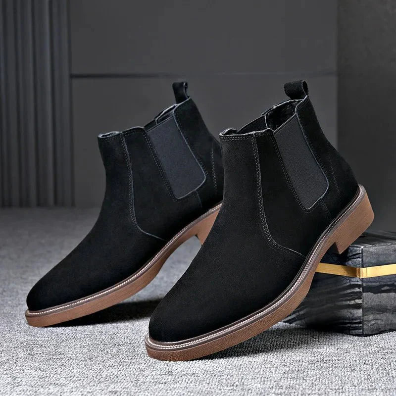 Men's Suede Chelsea Boots Brown Leather Slip-On Ankle Boots — Image 7