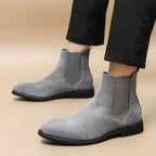 Men's Suede Chelsea Boots Gray Slip-On Ankle Elastic Panels — Image 8