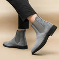 Men's Suede Chelsea Boots Gray Slip-On Ankle Elastic Panels — Image 5