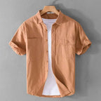 Men's Casual Short Sleeve Shirt Cotton Blend Lightweight Summer Top with Chest Pockets — Image 8