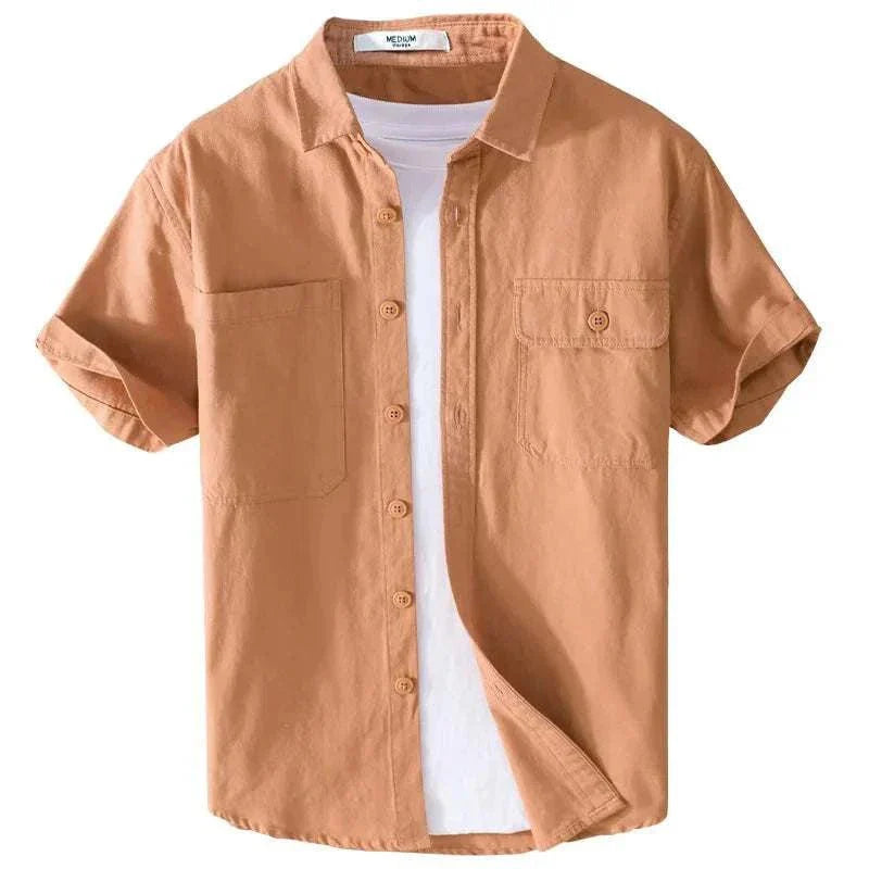 Men's Casual Short Sleeve Shirt Cotton Blend Lightweight Summer Top with Chest Pockets — Image 6