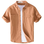 Men's Casual Short Sleeve Shirt Cotton Blend Lightweight Summer Top with Chest Pockets — Image 6