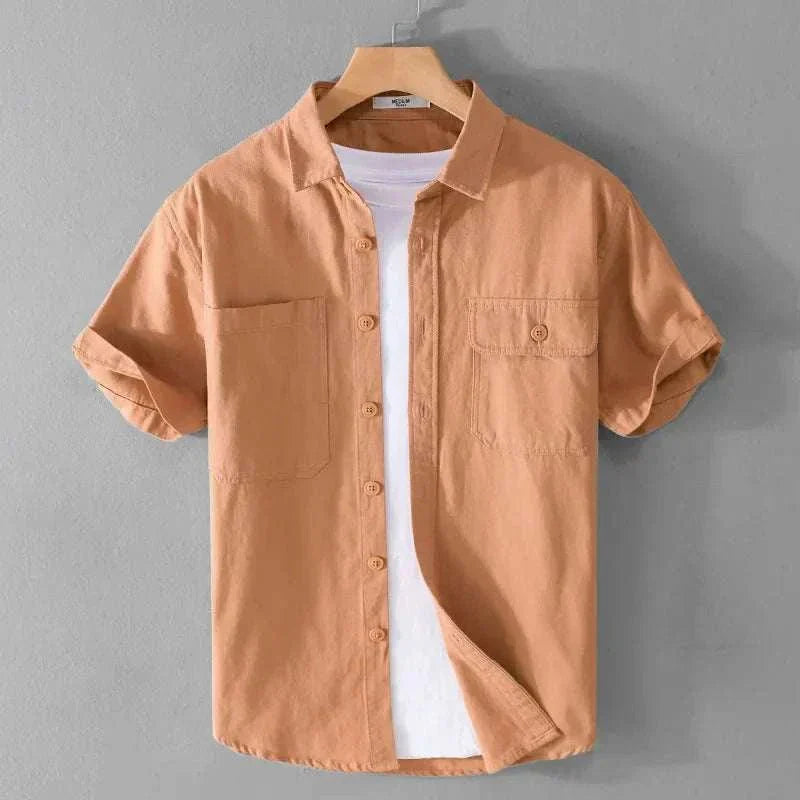 Men's Casual Short Sleeve Shirt Cotton Blend Lightweight Summer Top with Chest Pockets — Image 2