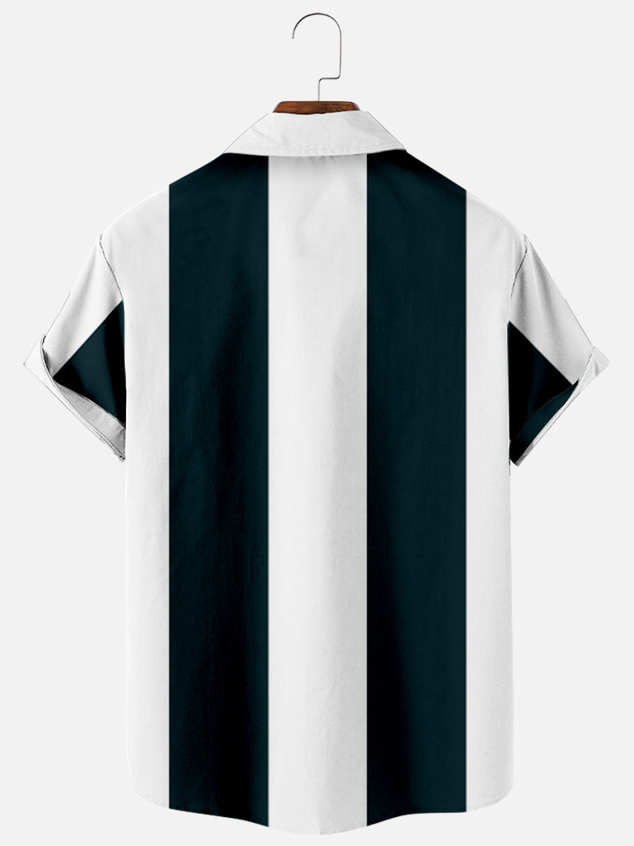 Men's Striped Short Sleeve Button-Up Shirt Cotton Blend Casual Summer Top — Image 6