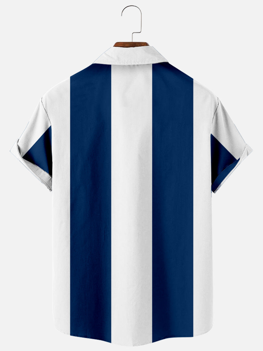 Men's Striped Short Sleeve Button-Up Shirt Cotton Blend Casual Summer Top — Image 5