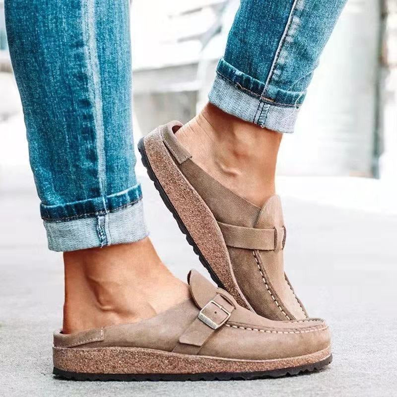 Women's Suede Slip-On Loafers with Buckle in Multiple Colors — Image 2