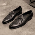 Brand Men's Leather Loafers Slip-On Bow Detail Formal Dress Shoes Brown Black — Image 9