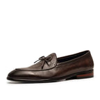 Brand Men's Leather Loafers Slip-On Bow Detail Formal Dress Shoes Brown Black — Image 2