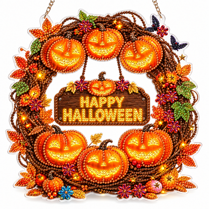 Ghirlanda Autunnale Diamond Painting – Zucca e Fiori