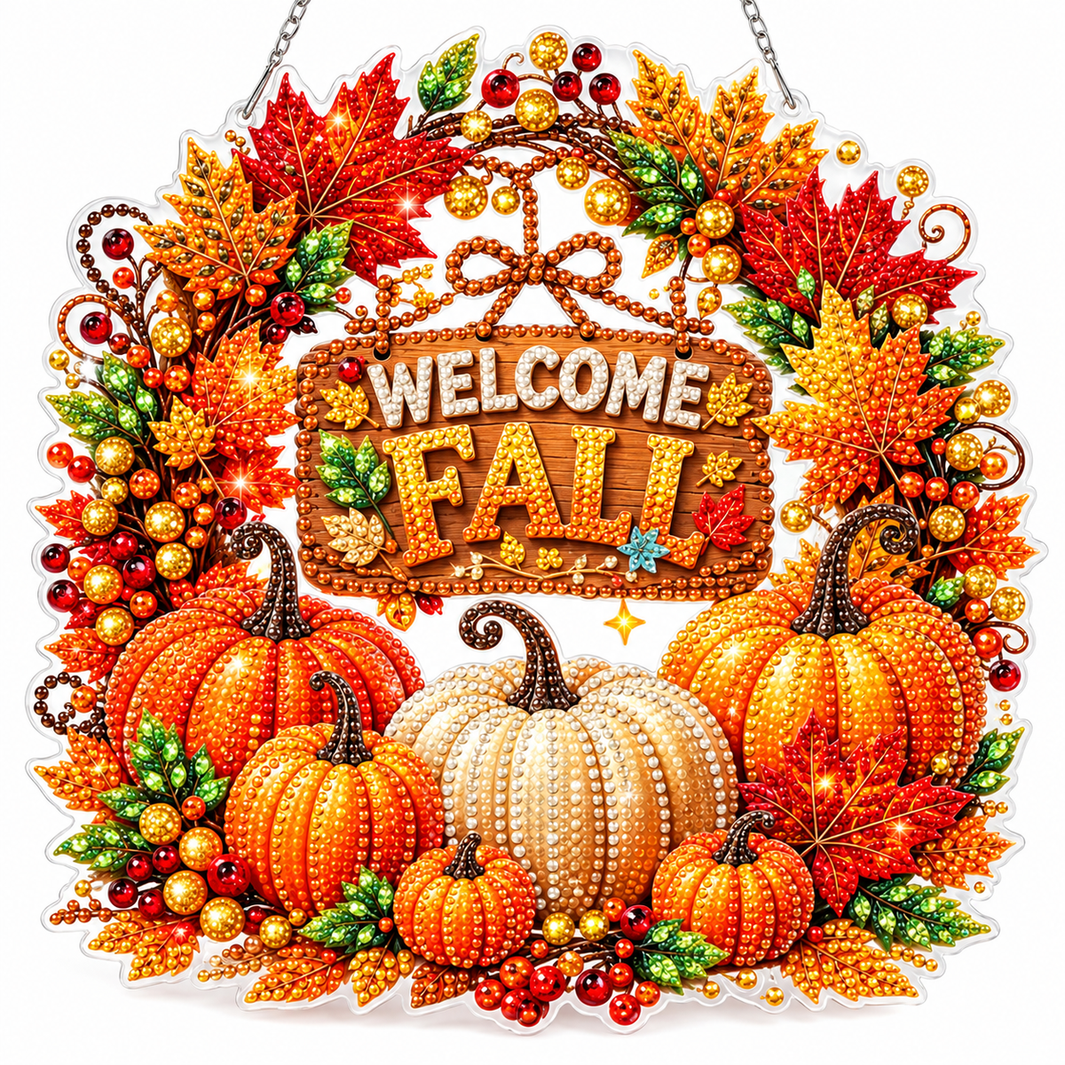 Ghirlanda Autunnale Diamond Painting – Zucca e Fiori
