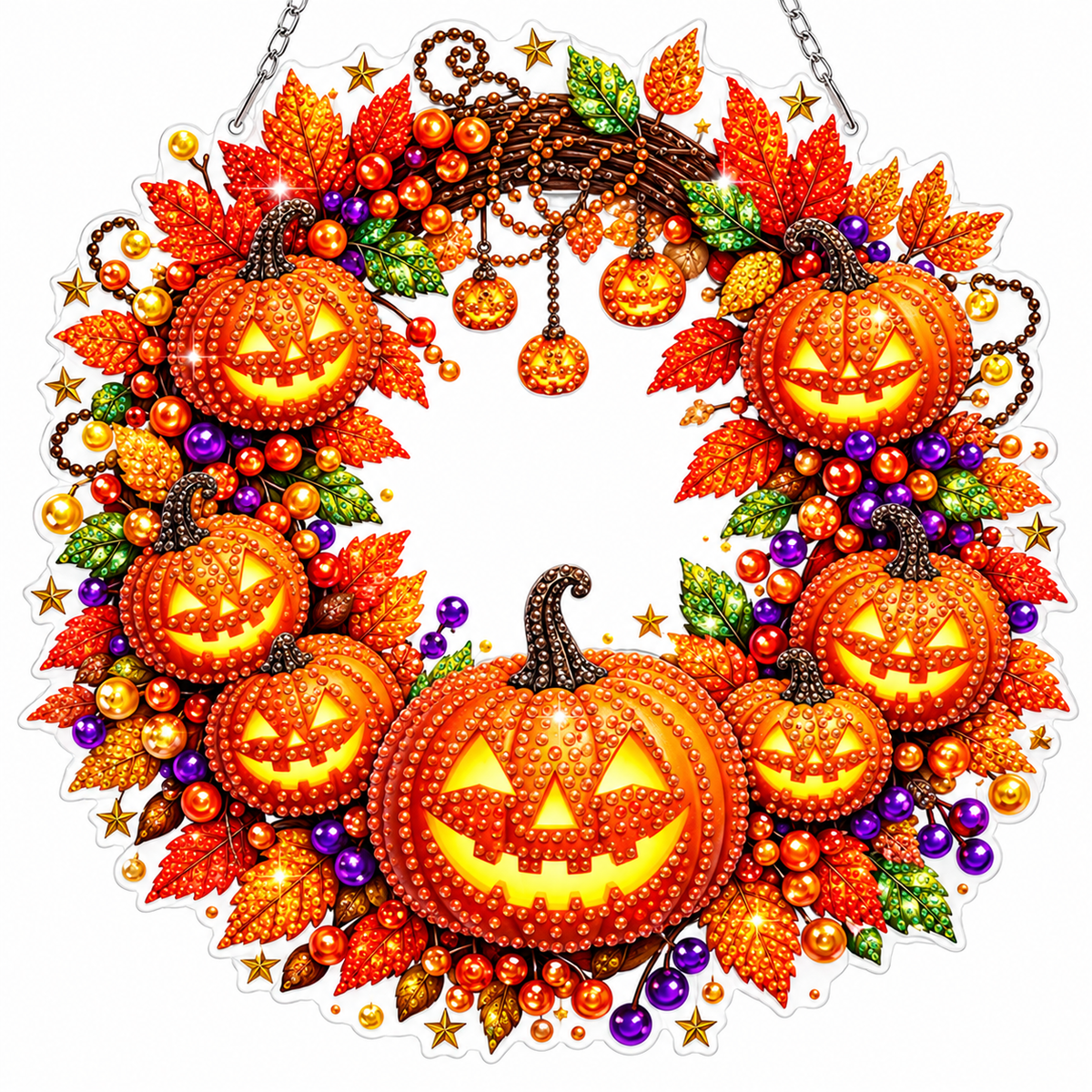 Ghirlanda Autunnale Diamond Painting – Zucca e Fiori