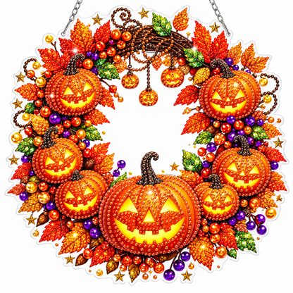 Ghirlanda Autunnale Diamond Painting – Zucca e Fiori