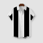 Men's Striped Short Sleeve Button-Up Shirt Cotton Blend Casual Summer Top — Main Image