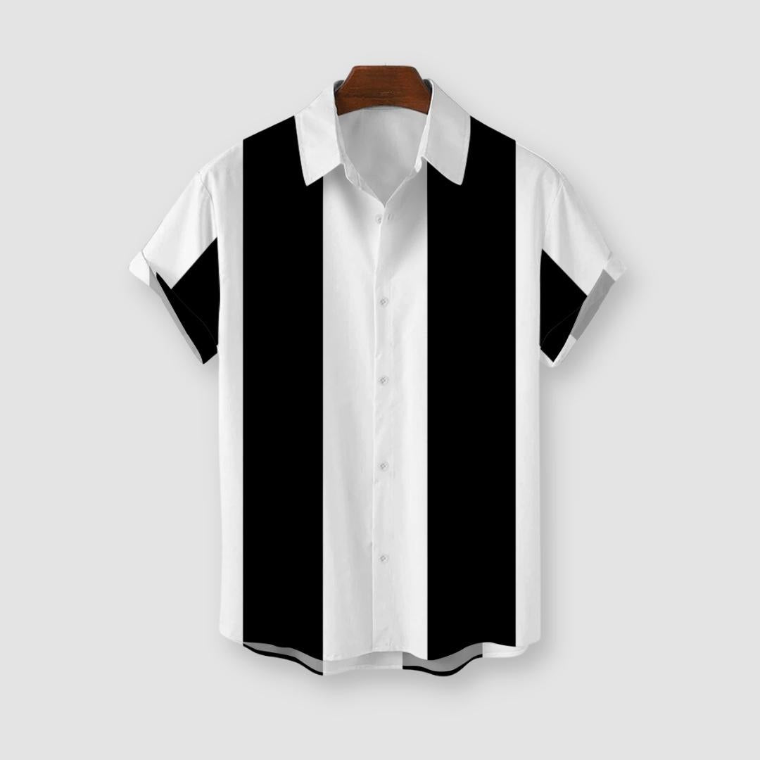 Men's Striped Short Sleeve Button-Up Shirt Cotton Blend Casual Summer Top — Main Image