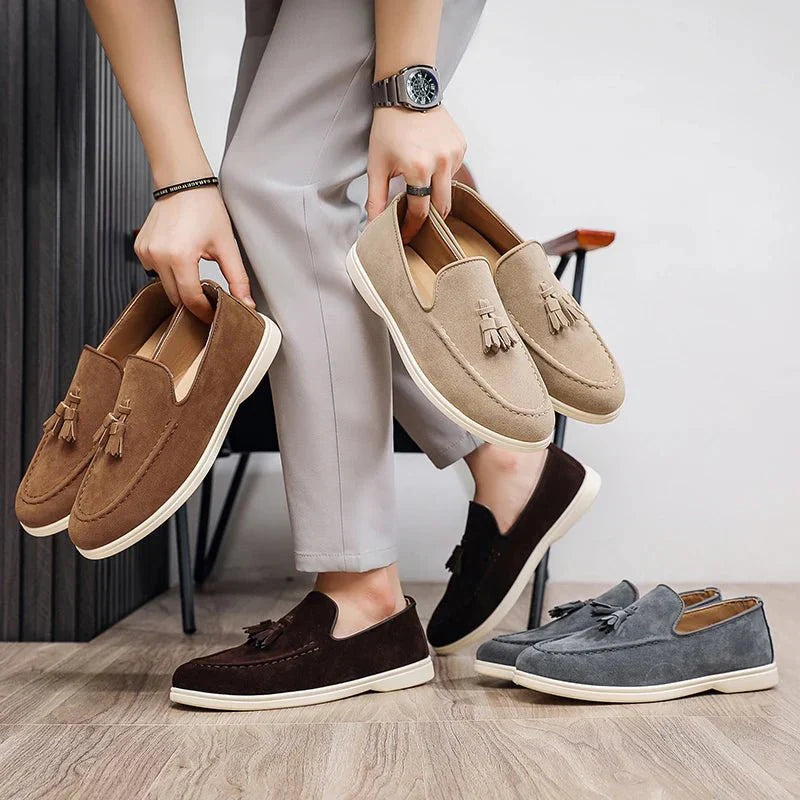 Men's Suede Tassel Loafers Slip-On Dress Shoes Comfortable Sole — Image 5