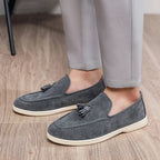 Men's Suede Tassel Loafers Slip-On Dress Shoes Comfortable Sole — Image 3