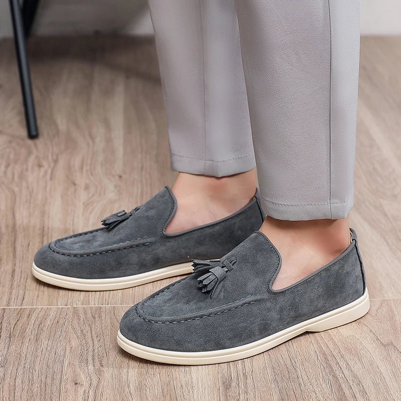 Men's Suede Tassel Loafers Slip-On Dress Shoes Comfortable Sole — Image 3