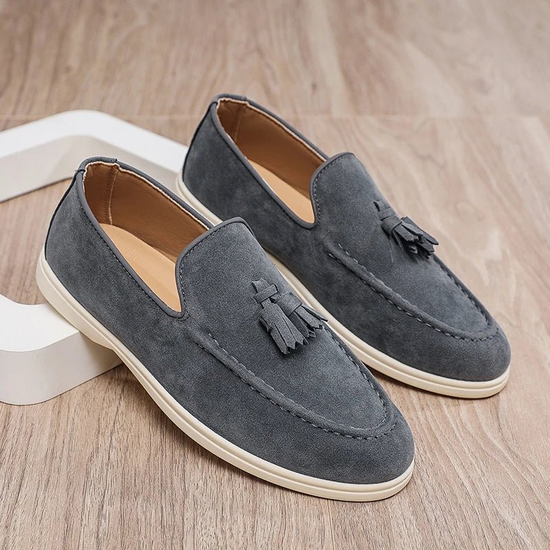 Men's Suede Tassel Loafers Slip-On Dress Shoes Comfortable Sole — Image 2
