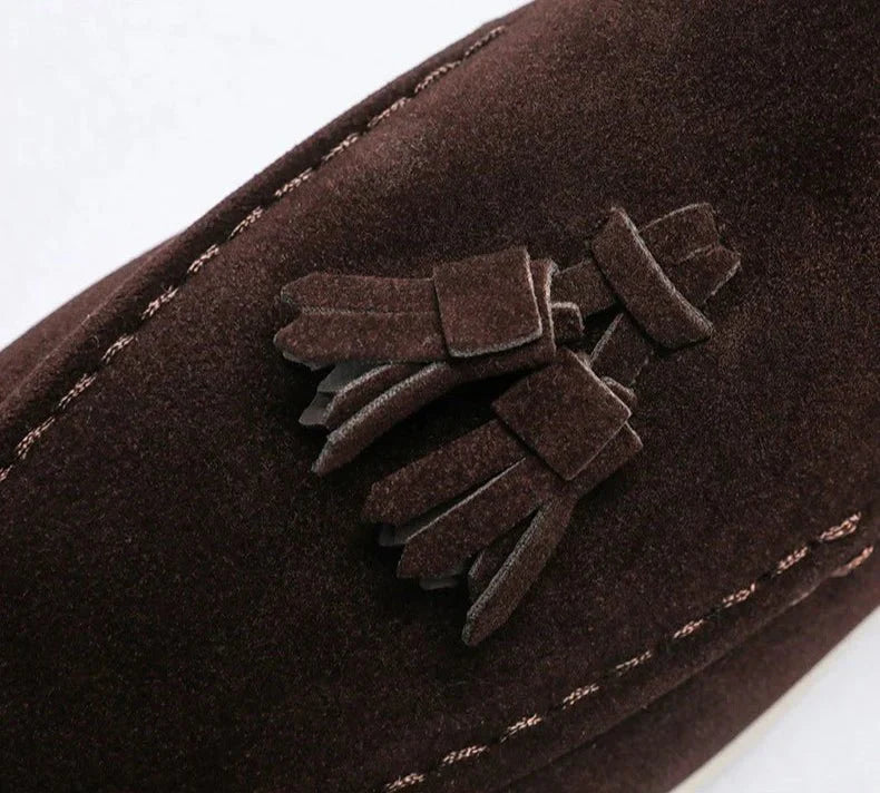 Men's Suede Tassel Loafers Slip-On Dress Shoes Comfortable Sole — Image 9