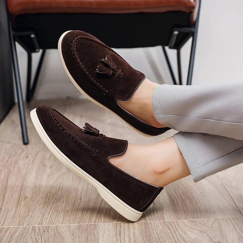 Men's Suede Tassel Loafers Slip-On Dress Shoes Comfortable Sole — Image 6