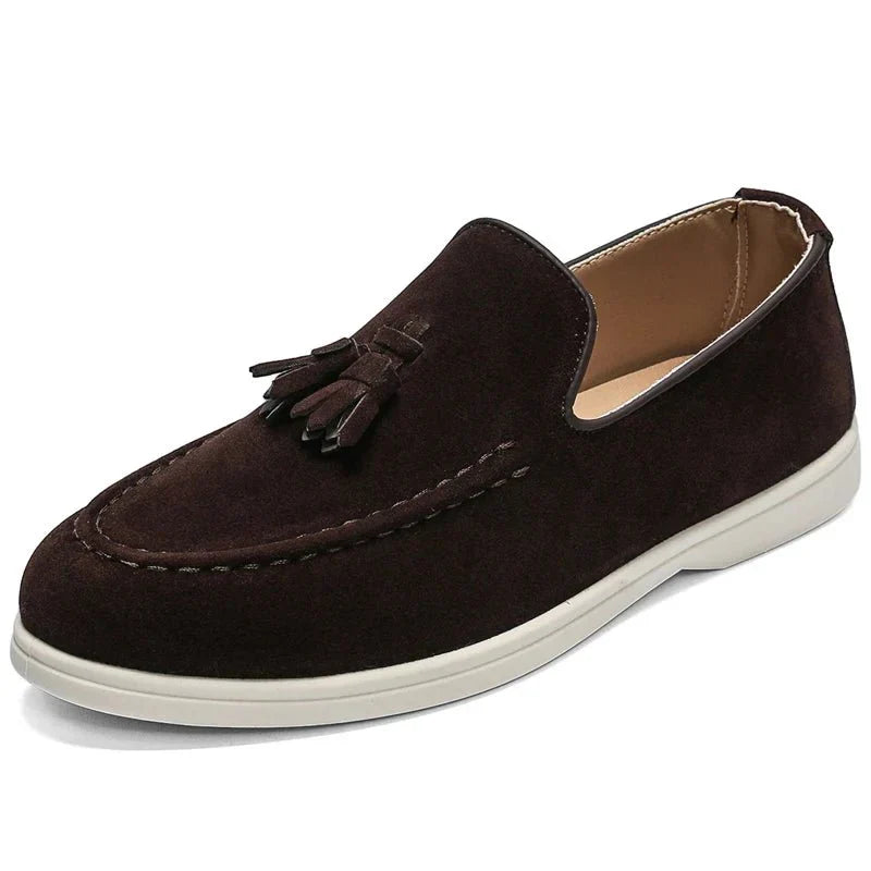 Men's Suede Tassel Loafers Slip-On Dress Shoes Comfortable Sole — Image 12
