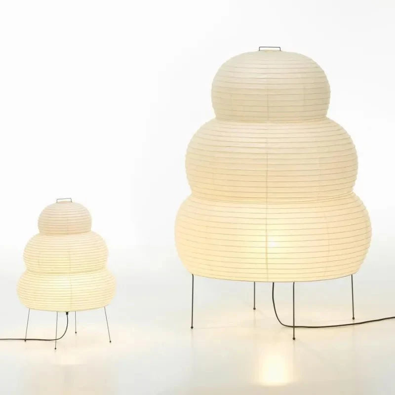 Modern Paper Lantern Floor Lamp with Metal Stand Ambient Lighting Home Decor — Image 6